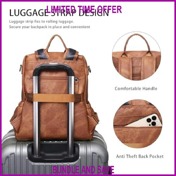 PU Leather Travel Backpack Purse Women's Shoulder Bag Satchel Handbag - Picture 7 of 7